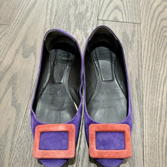 Roger Vivier purple suede flats size8 - Picture 2 of 3